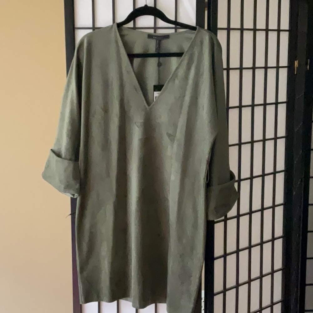 Olive green suede dress